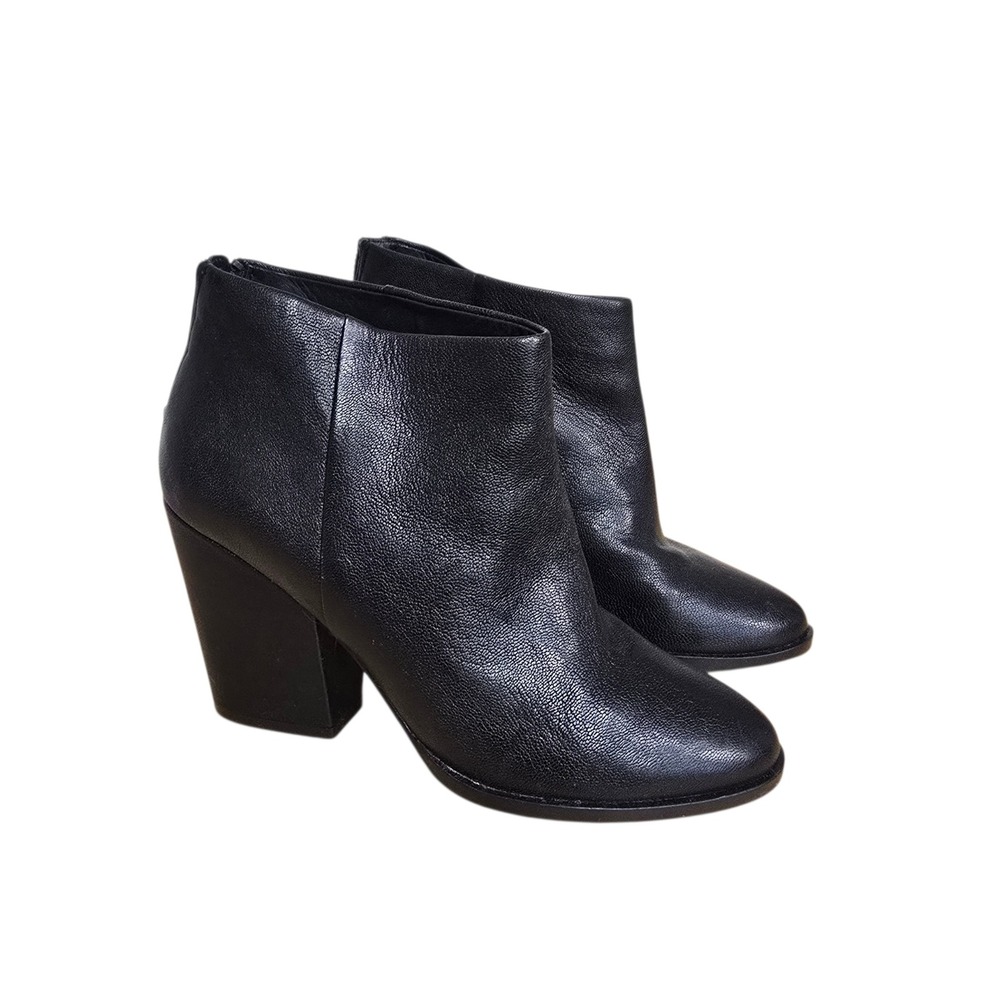 Cole Haan Grand.OS Black Pebbled Leather Block Heel Ankle Boots Womens 5B